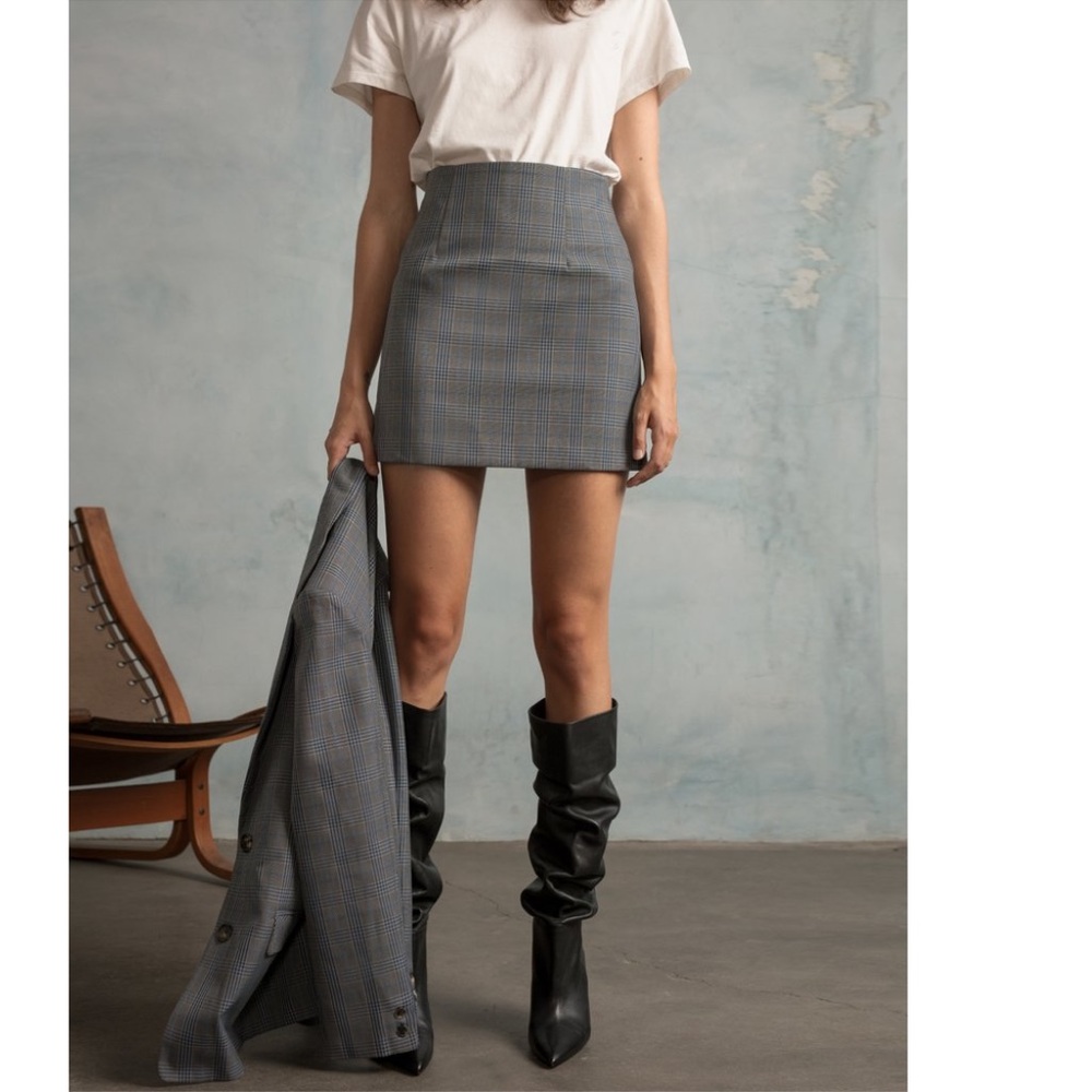 Pixie Market The Grey Plaid Mini Skirt